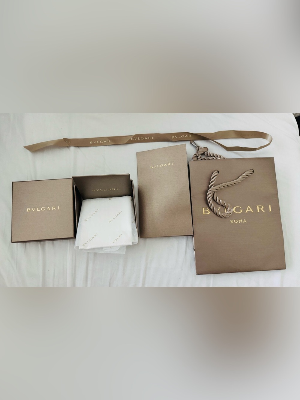 Authentic BVLGARI Bulgari Gift Packaging Set – Boxes Bag Pouch Ribbon